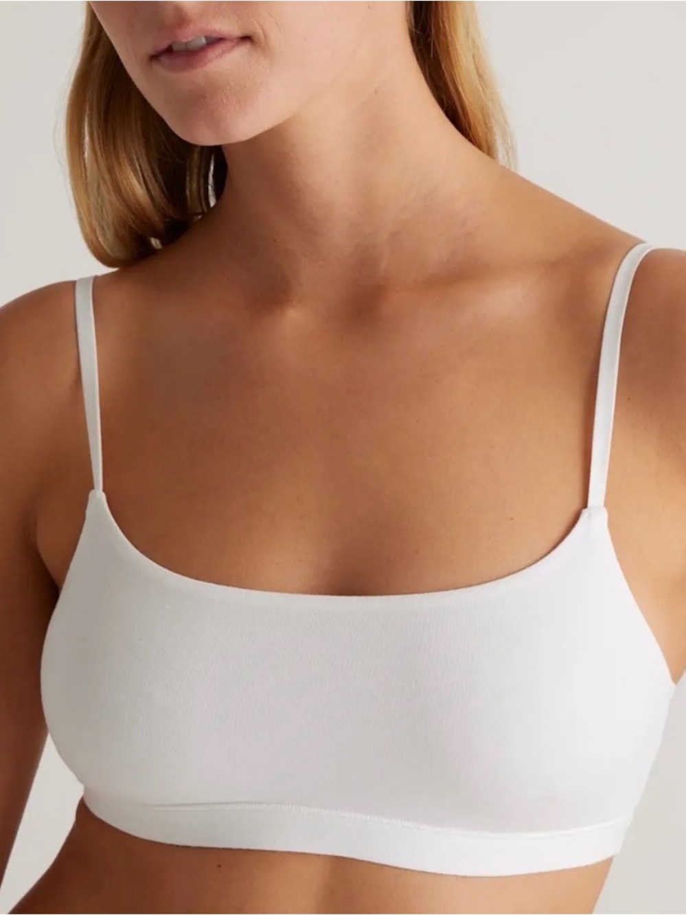 Quince Organic Cotton Scoop Bralette in soft white Size Small  2-pack 521